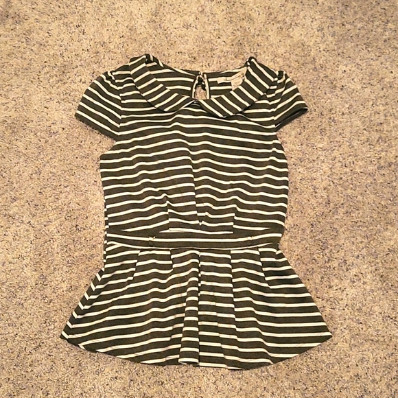 American Rag Gray and white Striped Peplum Top. Size: M - Picture 1 of 3